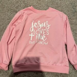 Kids Pink 'Jesus Loves Me' Graphic Sweatshirt
